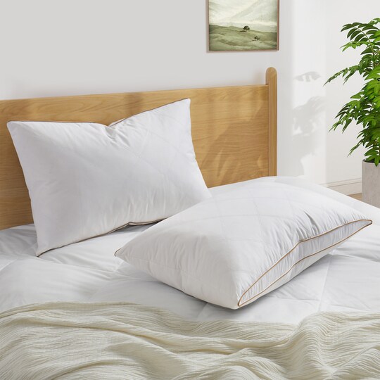 Puredown Medium Bed Pillow Pack Cotton Goose Down Feather
